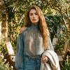 Legere Blusen Damen Herbst Cold Shoulder Shirt Vintage Ethnischer Print Hohe Damenhemden Kragenbluse Rüsche Laternenärmel Oberteil Weich