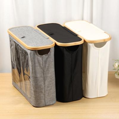 Bathroom Toilet Paper Basket Foldable Storage Box with Bamboo Lid Large Capacity Waterproof Tissue Organization Basket Dispenser