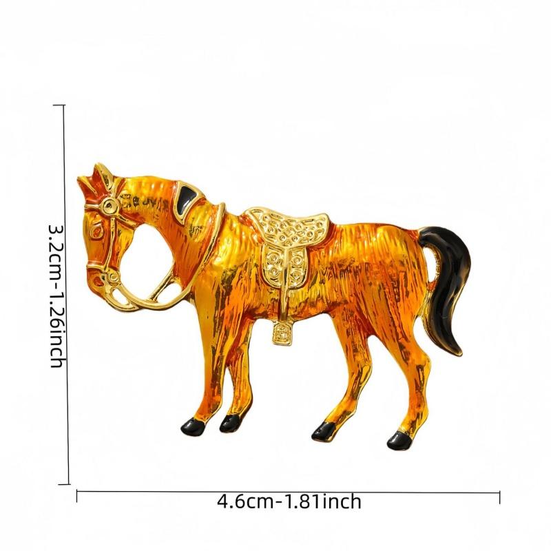 Creative Cute Zodiac Horse Brooches For Women Clothing Accessories Men Fashion Suit Lapel Corsage New Year Christmas Gift