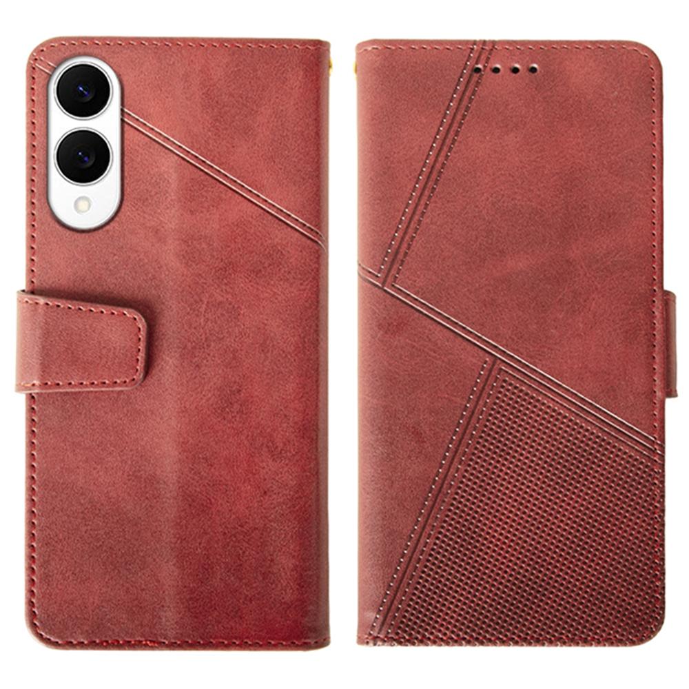 

IDEWEI For Samsung Galaxy S25 Edge Case Leather Wallet Phone Cover Stand Calf Texture Red