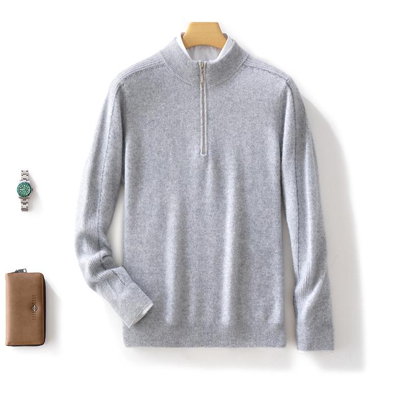 

Sweater for Autumn and Winter Bottoming Men s Light Luxury Business Semi-zippered Cardigan Fashionable Half-turtleneck Knitted Sweater XXXL