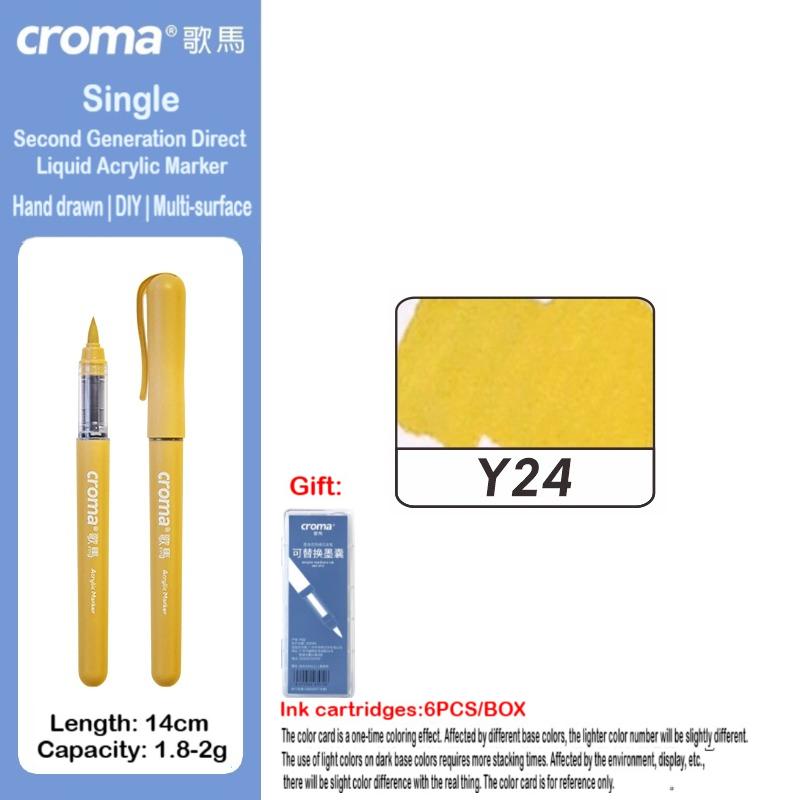 Croma 160/1 Farben Nachfüllbares Direktflüssig-Acrylmarker-Set mit Weicher Spitze, Waschbarer Aquarellpinsel Schulausstattung