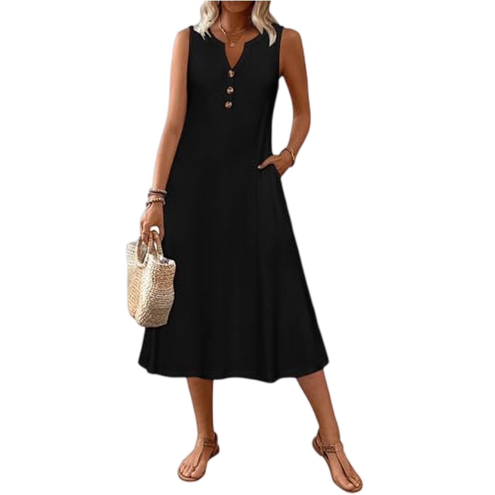 

Women s Fashionable Casual -color Dress M чорний