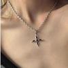 Hip-hop Punk Sliver Color Cross Heart Shape Pendant Irregular Black Artificial Crystal Bead Necklace for Men Women Trend Jewelry