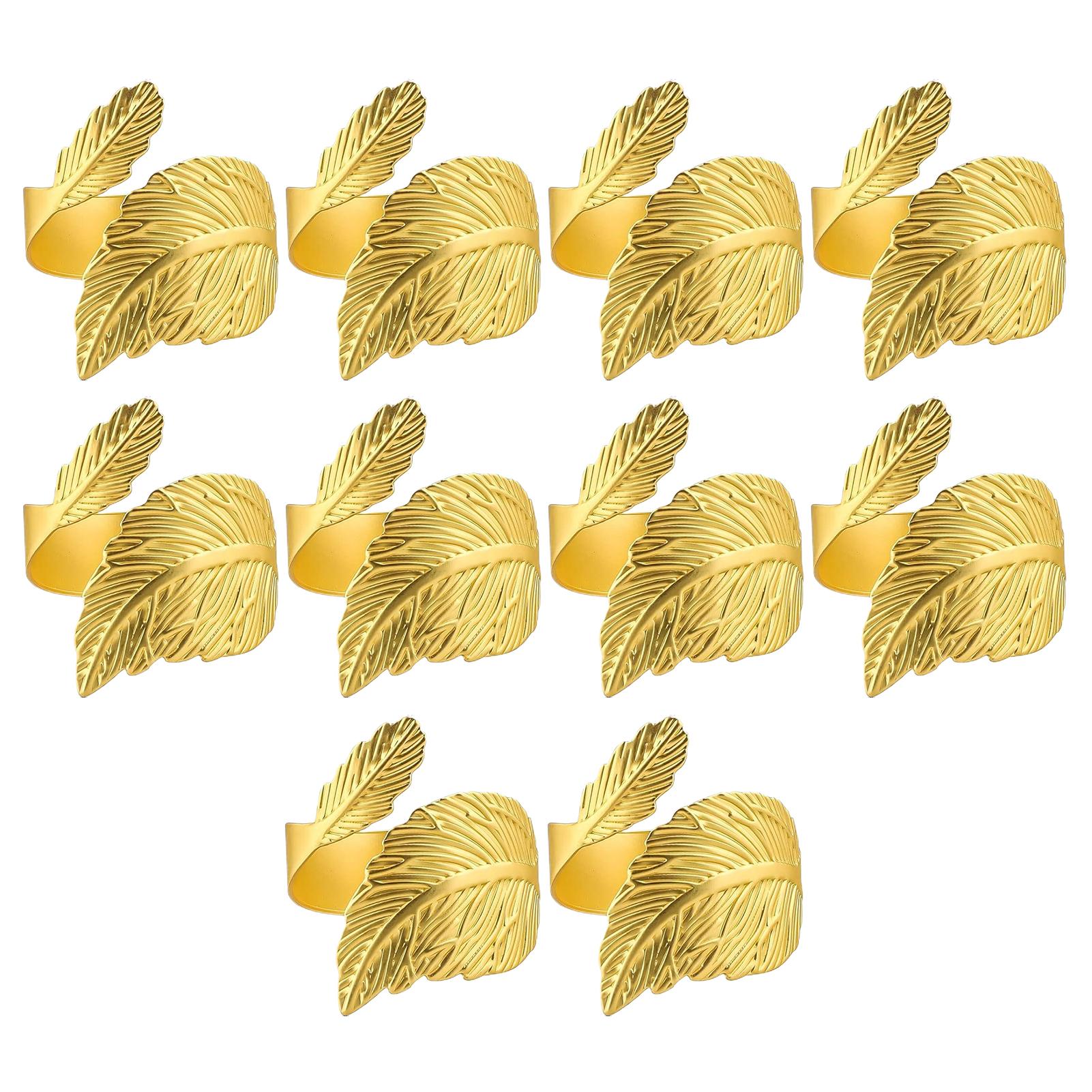 

Golden napkin ring, open napkin ring, metal napkin clasp cloth ring, banquet table decoration 10 pieces