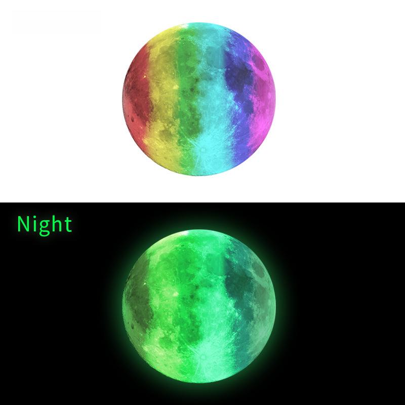 30cm Luminous Moon Wall Sticker - Children's Room Decor in Green, Blue, or Pink Light