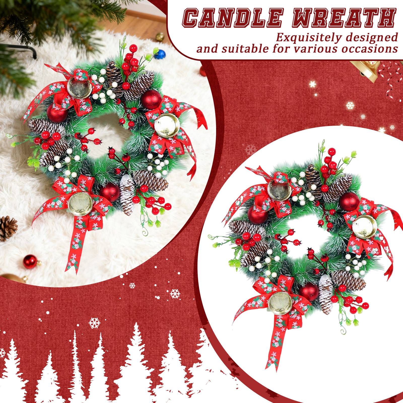 

Christmas Wreath Candlestick Ornaments, Simulated Wreath Candlestick Desktop Decorations And Wall Hangers One Size белый