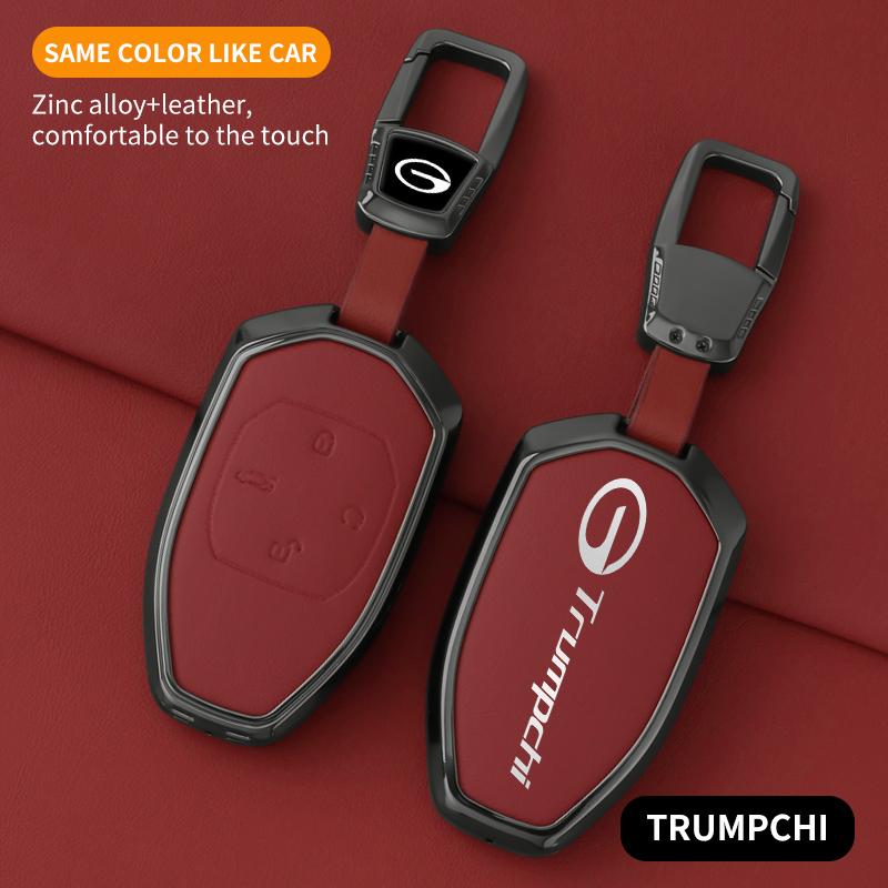 For GAC Trumpchi Key Case GS4 GM8 GA4 GS5 GS3 GA3 GA6 SGS7 GS8 Car Remote Key Fob Zinc Alloy Leather Key Case Case Car Key Case