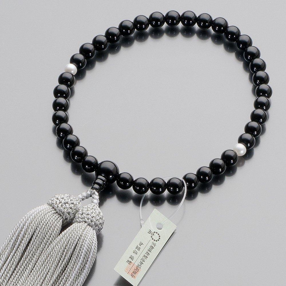 Buddhist Altar Shop Takita Shoten Prayer Beads for Black 2 Heavenly Freshwater 7mm Pure Silk Tassel with Bead Bag Kyoto Prayer Beads for All