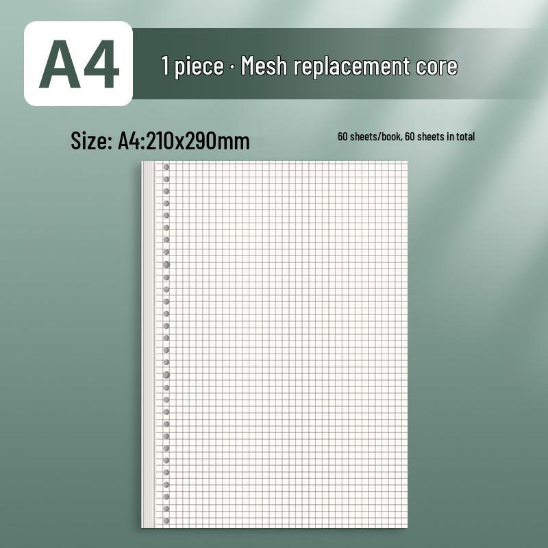 A4 Gitterlinien Notizbuch-Nachfüllpack - Herausnehmbares Papier für Studenten und Prüfungen