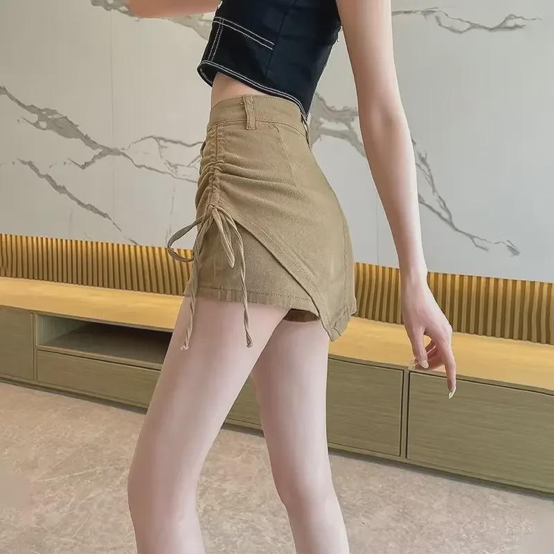 Damen High-Waisted Denim Mini Skort - 2024 Schlankmachender A-Linien Hüftumspielender Sommer-Stil