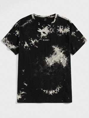 Manfinity LEGND Men Cotton Tie Dye Slogan Graphic Tee