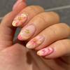 24pz Adesivi per Unghie in Gel 3D Ovali Corti, Crea Nail Art Fiore di Perla, Unghie Finte Acriliche French, Misura Corta Perfettamente Adatta Fal
