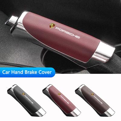 Leather Car Hand Brake Cover Handbrake Grip Protector Case For Porsche Cayenne Panamera Macan 911 718 Taycan Boxster Cayman 918