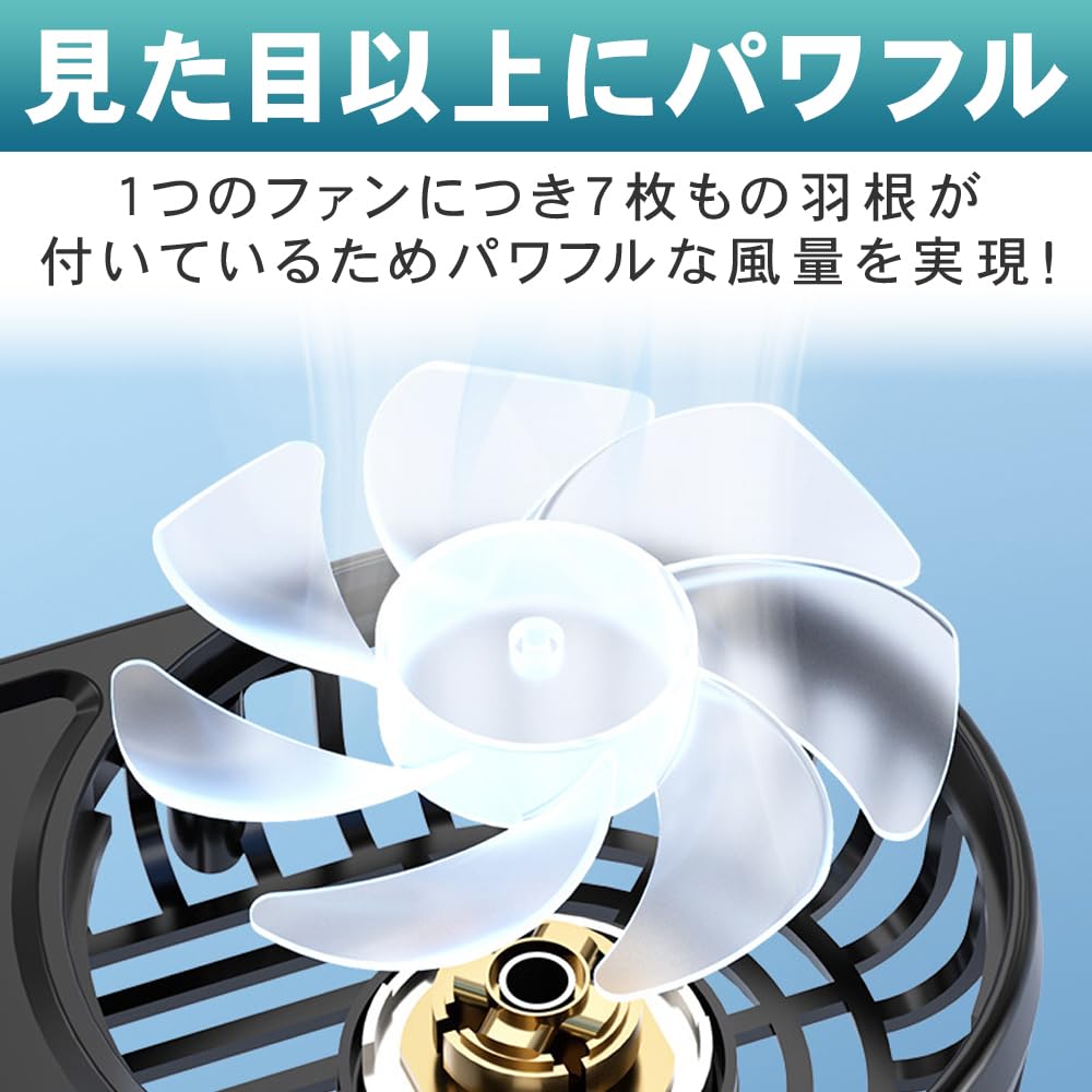 Car Double Air Conditioner Dashboard 7 Adjustable USB Powered Fan, Vent, Fan, Blades, Airflow,