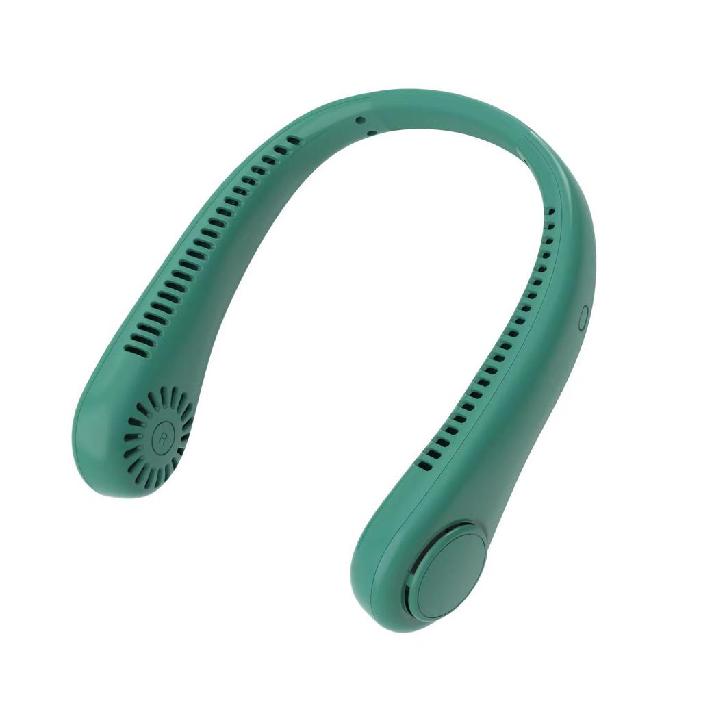 Douyin Popular USB Rechargeable Neck-Hanging Fan - Portable, Silent, Leafless Design for Outdoor Use.