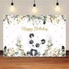 Cute Panda Theme Birthday Party Decoration Background Small Animals Flower Background Cloth Children's Photography Scene3
