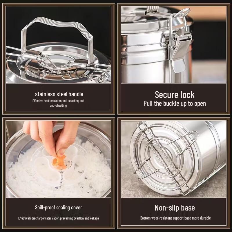 304 Stainless Steel 3-Layer Insulated Lunch Box
