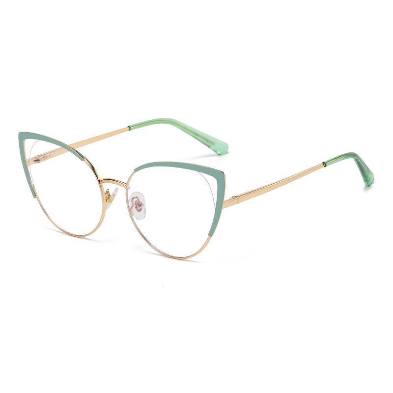 8399 Personalized Cat Eye Flat Mirror 2023 New Fashion Unisex Spring Foot Anti-Blue Metal Glasses Frame
