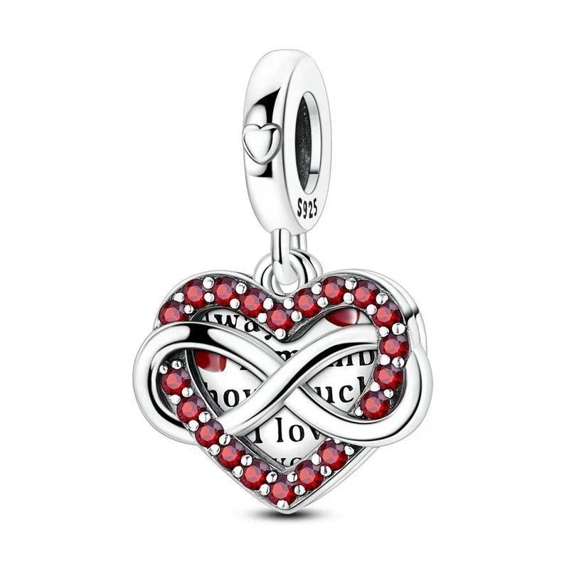 Copper Metal Pink Love Bow Four-leaf Clover Heart Charm Bead Components Rings Pendant Bead Components Compatible With Authentic Original Bracelet