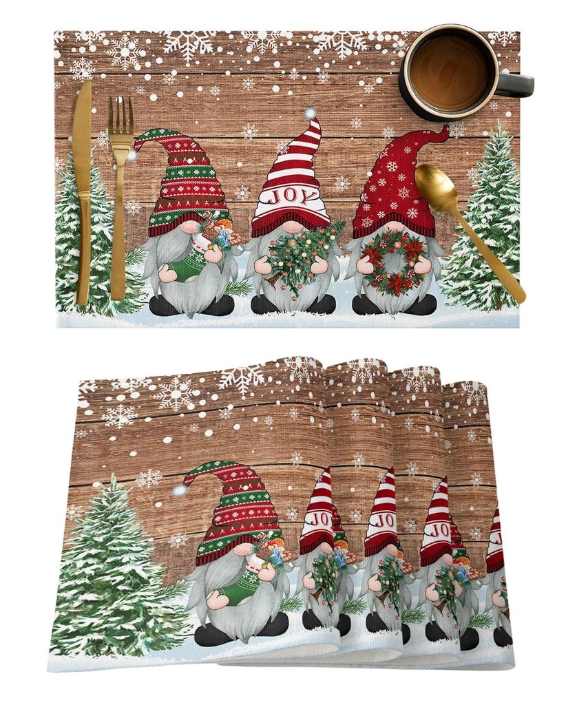 1PC Placemat Christmas Snowman Snowflake Kitchen   Coffee Dining Table Mats Coaster Pad