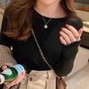 Women's Slim-Fit Ruffle Long Sleeve Knit Top for Spring and Autumn