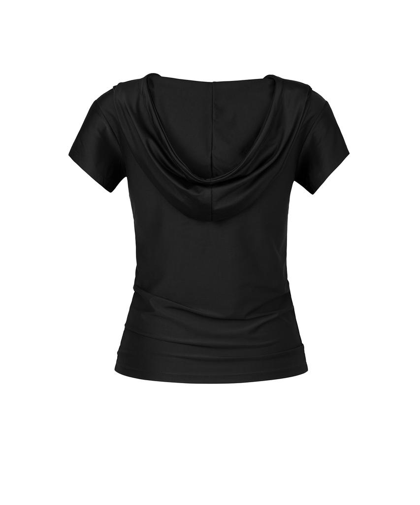 ROCKCAKE Shirring Hoodie Top - Black