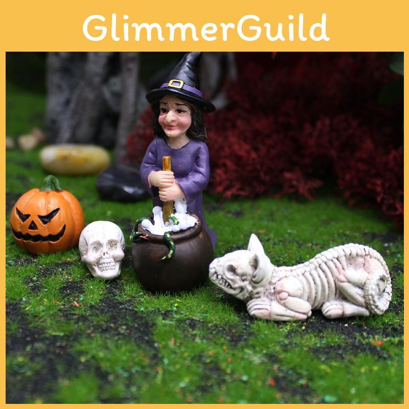 Pumpkin Witch Halloween Resin Yard Decoration With Micro Landscape Gift Scene