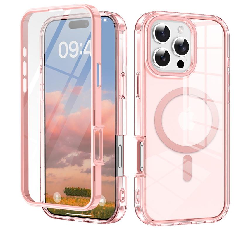 

Чехол-защита для всего экрана 360° Для iPhone 17 16 15 14 13 12 11 Pro Max Plus Модный Магнитный Беспроводная Зарядка Прозрачная Крышка For iPhone 17 ProMax
