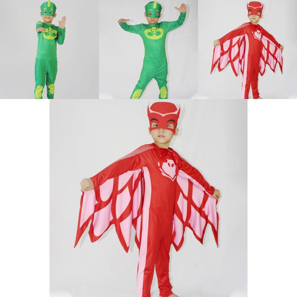 Noblekids Pj Mask Costume Featuring Colorful Catboy Owlette Gekko Jumpsuit For Kids