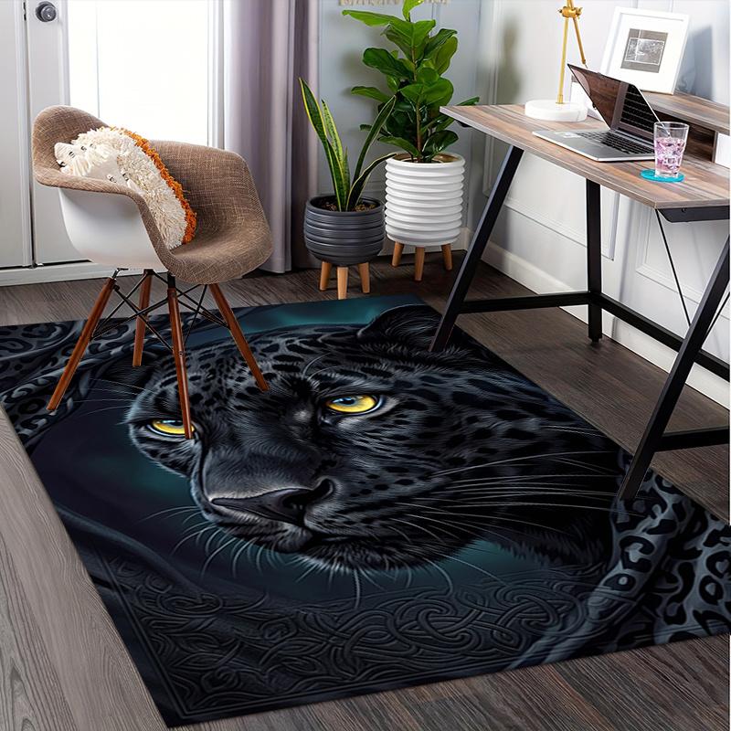 Black Leopard,Yellow Eyes Pattern Printed Chair Mat -Decorative Mats for Office Tables,Coffee Tables - Durable and Fashionable Carpet0331152 100cm x 120cm