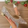Damen-Flatschuhe Niedriger Absatz Flacher Ausschnitt Pailletten Frühling und Herbst Flatschuhe für Damen