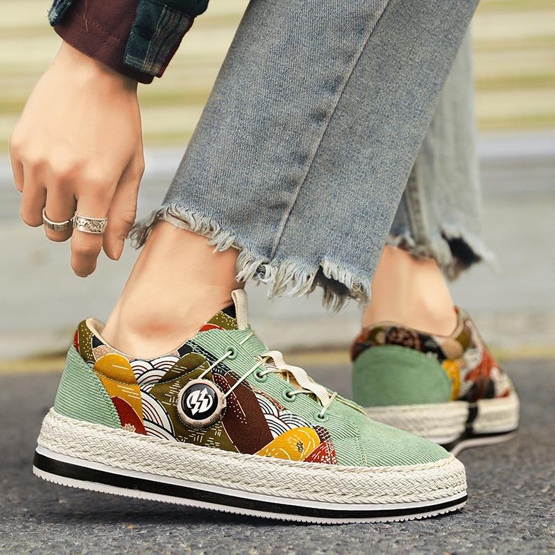 Personalized Lace Up Corduroy Board Shoes for Lazy People To Step on Canvas Shoes for Men's Shoes   for Men with Free Shipping