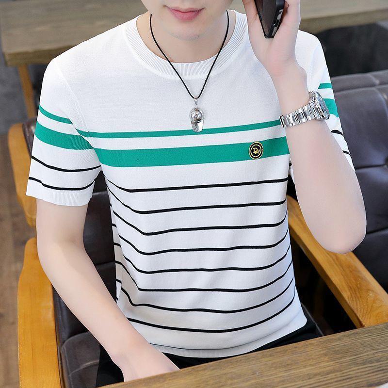 

Мужская летняя дышащая футболка с коротким рукавом из ледяного шелка - Гонконгский стиль 3XL