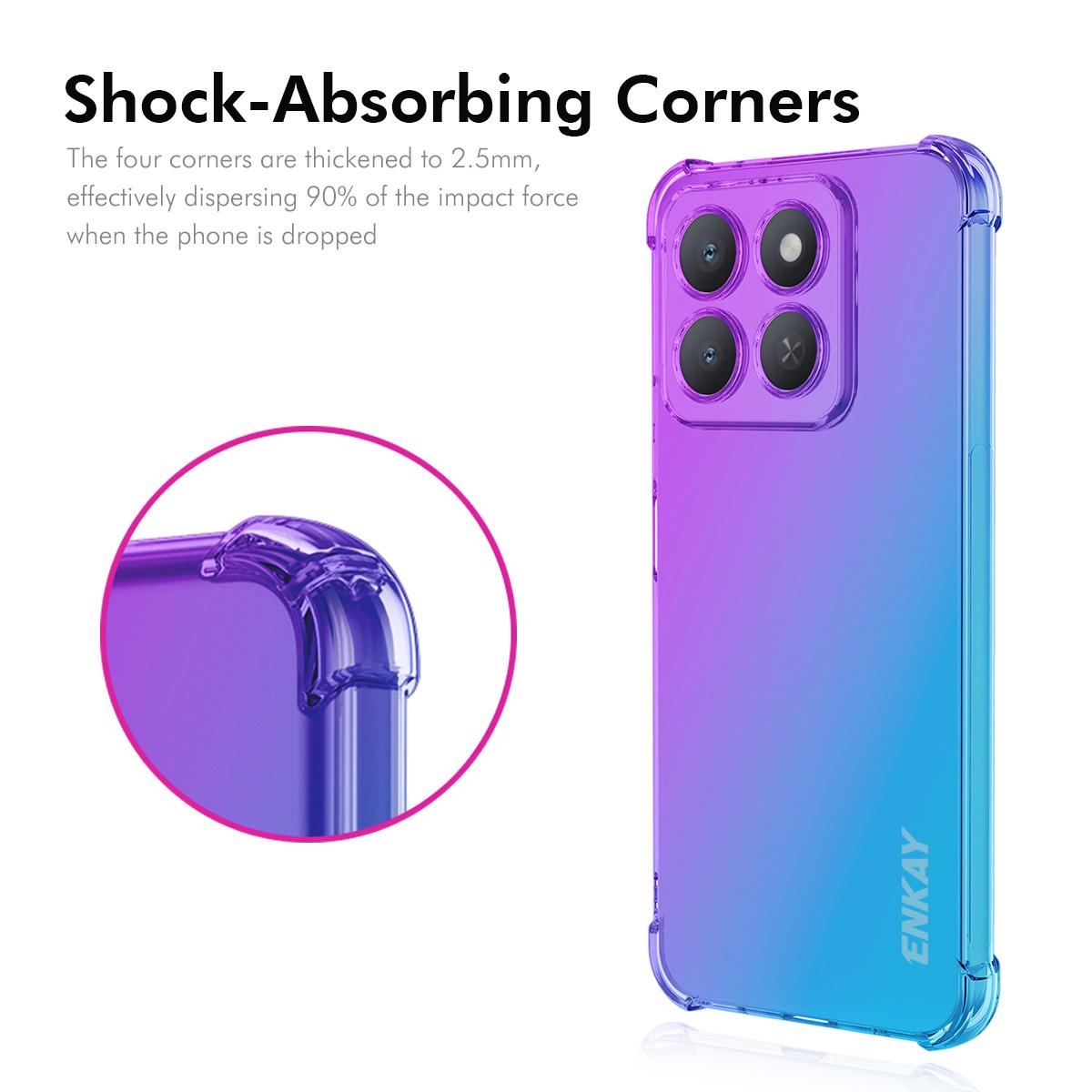 

For Honor X8c 4G TPU Case ENKAY Thickened Four Corner Drop-proof Phone Back Cover Blue/Pink