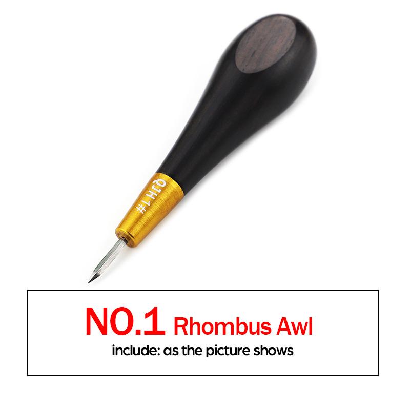 1pc Handmade DIY Leather Hole Punch Awl Tool,  Black Handle Diamond Chopping Puncher, Leather Perforation Sewing Craftwork Tool