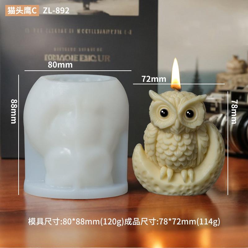 DIY New Owl Candle Silicone Mold Cartoon Animal Aromatherapy Cream Soap Mold Chocolate Cake Making Tool Christmas Decor Crafts