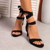 Fashion 2025 Summer Ankle-wrap Women's Open Toe Sandals Round Toe Thin Heels Lace Up Sandals for Outdoor Fashion Party & Dress Shoes