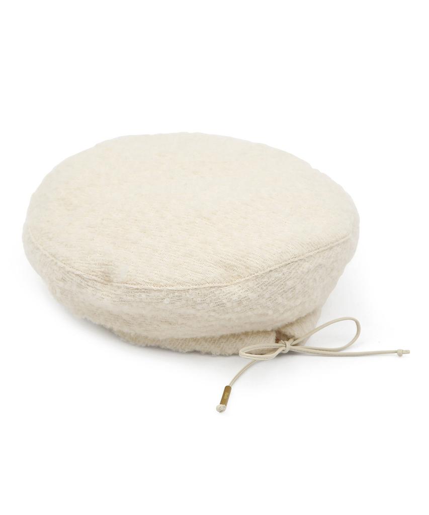 Eondeokeonteulolseutyudio Winter Boucle Beret Plate Beret / Strap / Boucle / Cream