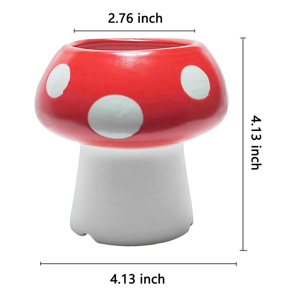 Mushroom Shaped Resin Flower Pot with Polka Dots for Home Decor - Cute Indoor Plant Pot, Brush Holder, or Office Organizer