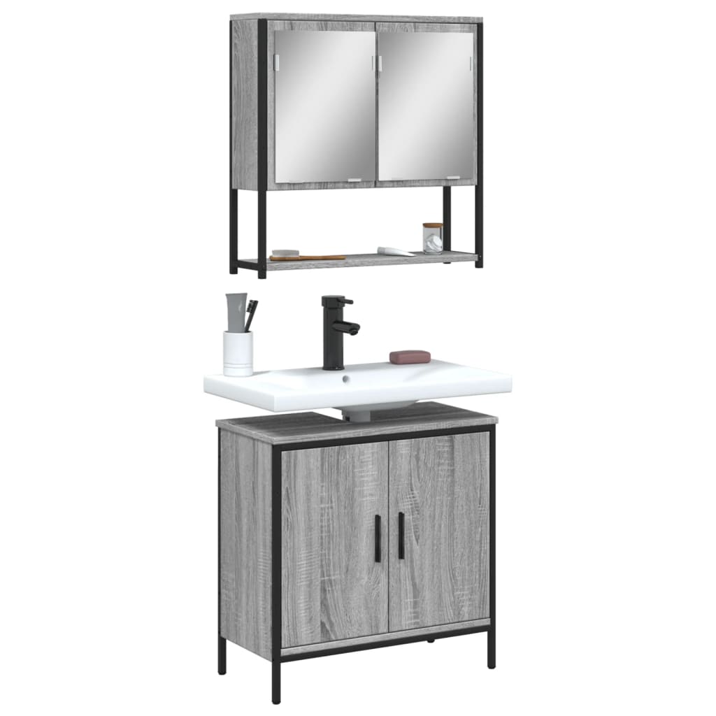 Vidaxl Set di Mobili da Bagno a 2 Pezzi, Rovere Sonoma Grigio