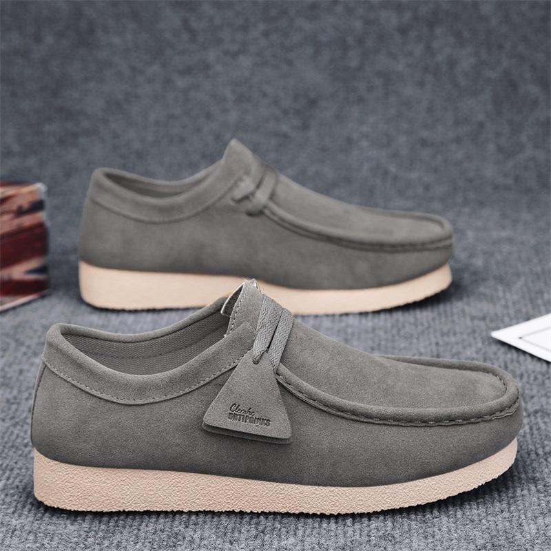 Fashion Khaki Casual Shoes For Men Suede Leather Loafers Men Platform Slip-on Men's Driving Shoes Lightweight Leisure Men Shoes