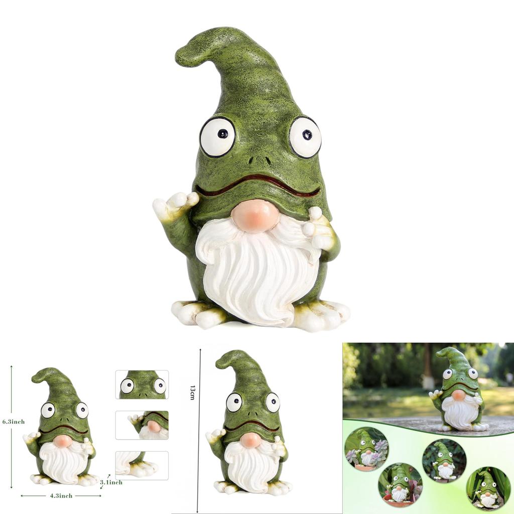 Cute Frog Gnome Figurine Resin Craft For Indoor Outdoor Garden Decor