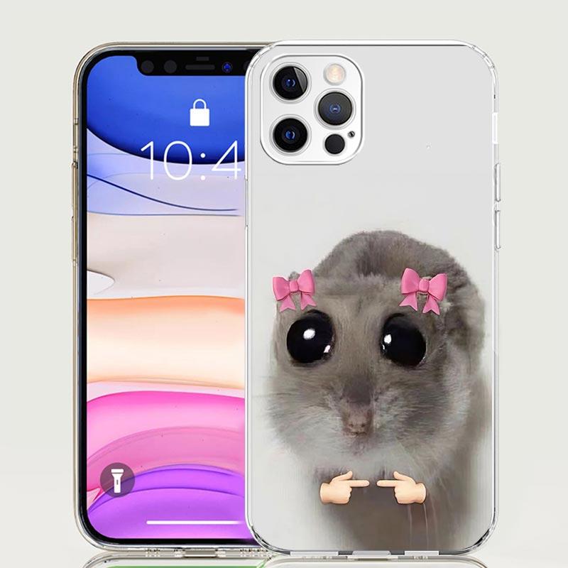 

Funny Sad Hamster Meme Phone Case For iPhone 17 Air 16 15 Plus 11 14 Pro Max 13 Mini 12 7 8 + SE Pattern Art Customized Cover 17 iPhone 14 Pro