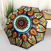 1pc Mandala Pattern Automatic Umbrella Durable Iron Frame & Plastic Handle, Gift for Men & Women, Sturdy Construction Yy250905141