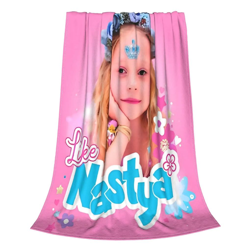 Like Nastya Mädchen Decke Fleece Alle Jahreszeiten Niedlich Tragbar Leicht Dünne Überwurfdecke für Bett Sofa Steppdecke