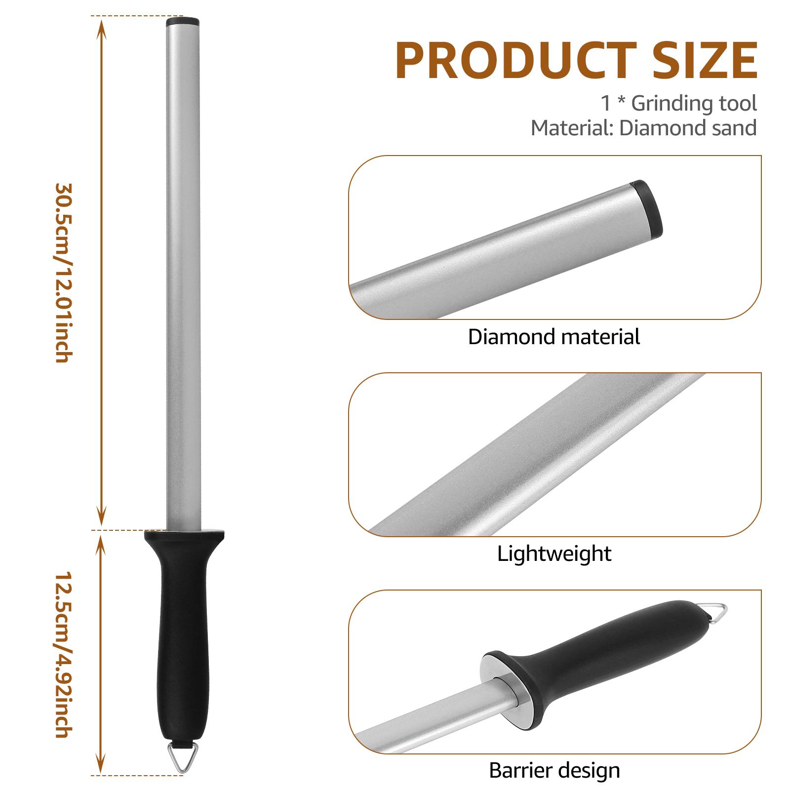 

Kitchen Tool 17 In Diamond Knife Sharpening Rod Solid Sharpener Portable Blade Sharpener Rod With Holes Stick for All Knives 1pc