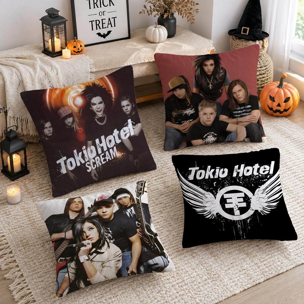 Rock Band Ttokio Hotel Cushion Cover Plush Decorative Pillow Case With Hidden Zipper Cutecore Room Decor For Home