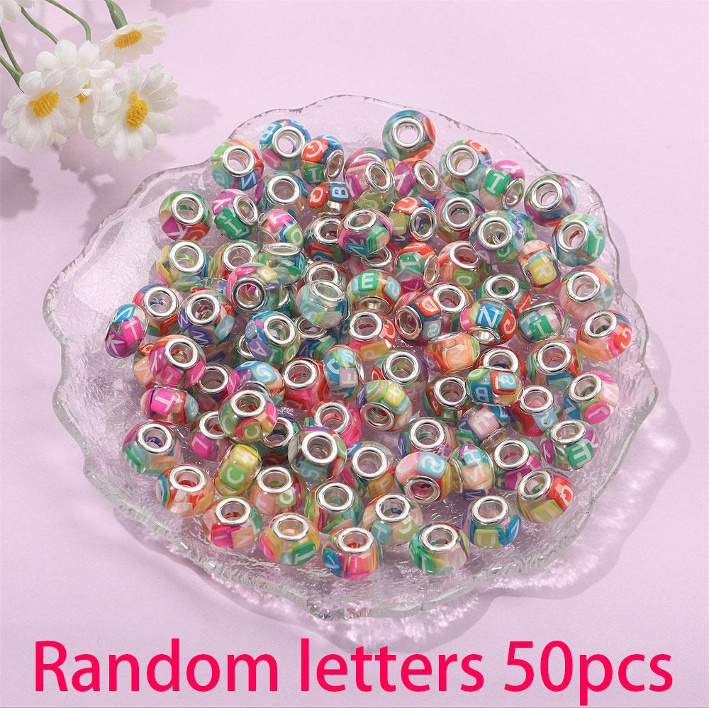 30/50/100pcs Letter Large Hole Beads European Craftsmanship Beads Large Hole Interval Beads DIY Jewelry Bracelet Necklace Earrings Jewelry Making