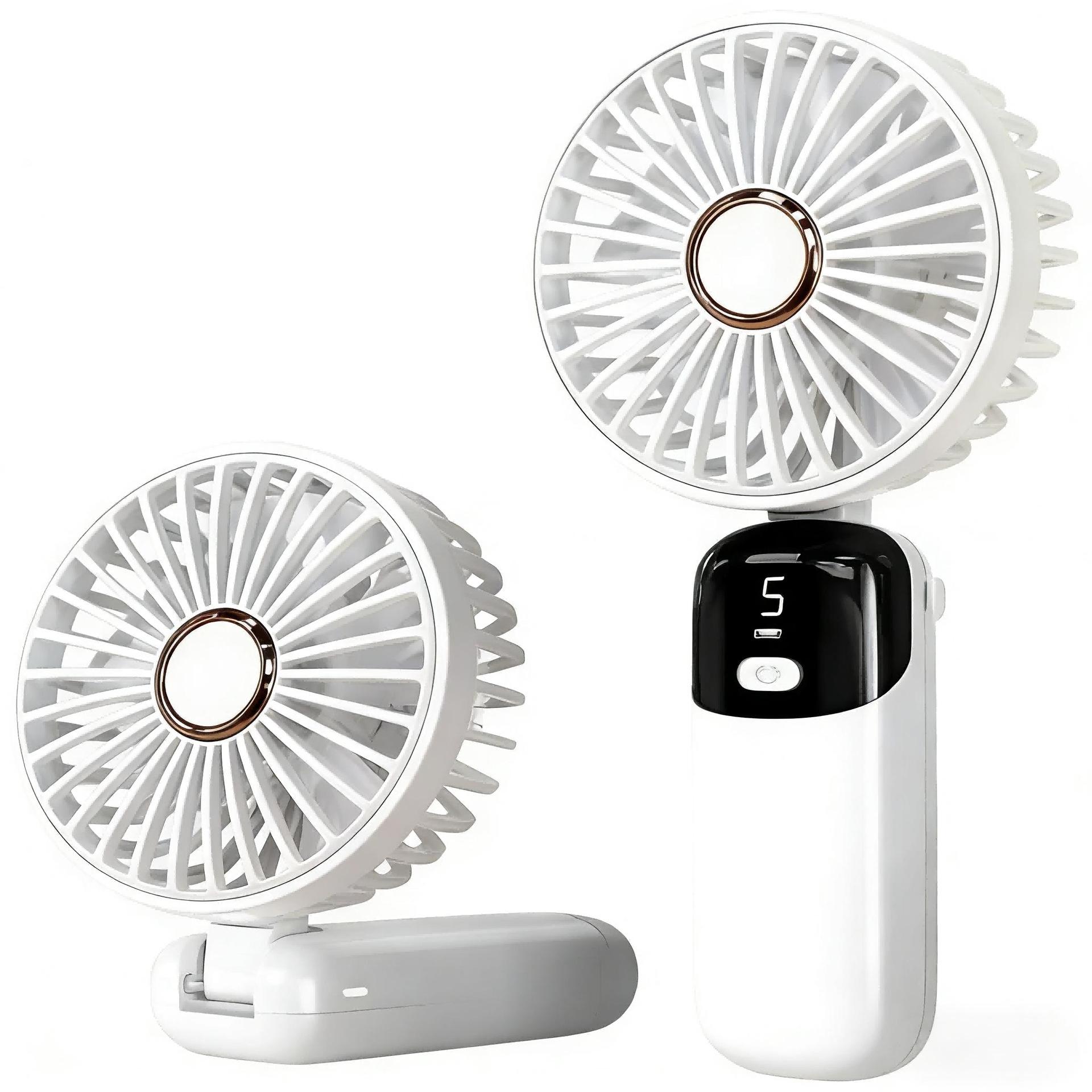 

S5 Portable Super Strong Wind Silent Handheld Fan with Digital Display for Dorm, Office, and Home. 193x90.5x35mm білий